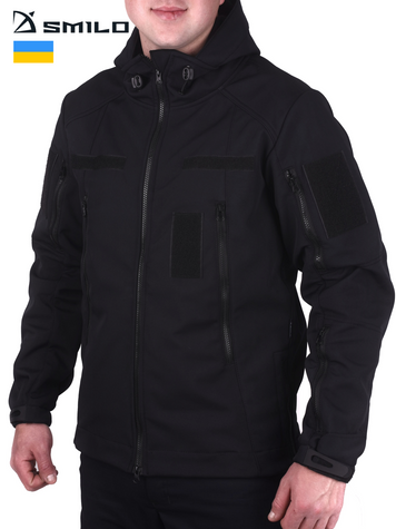 Тактическая куртка SMILO soft shell black S 1014 фото